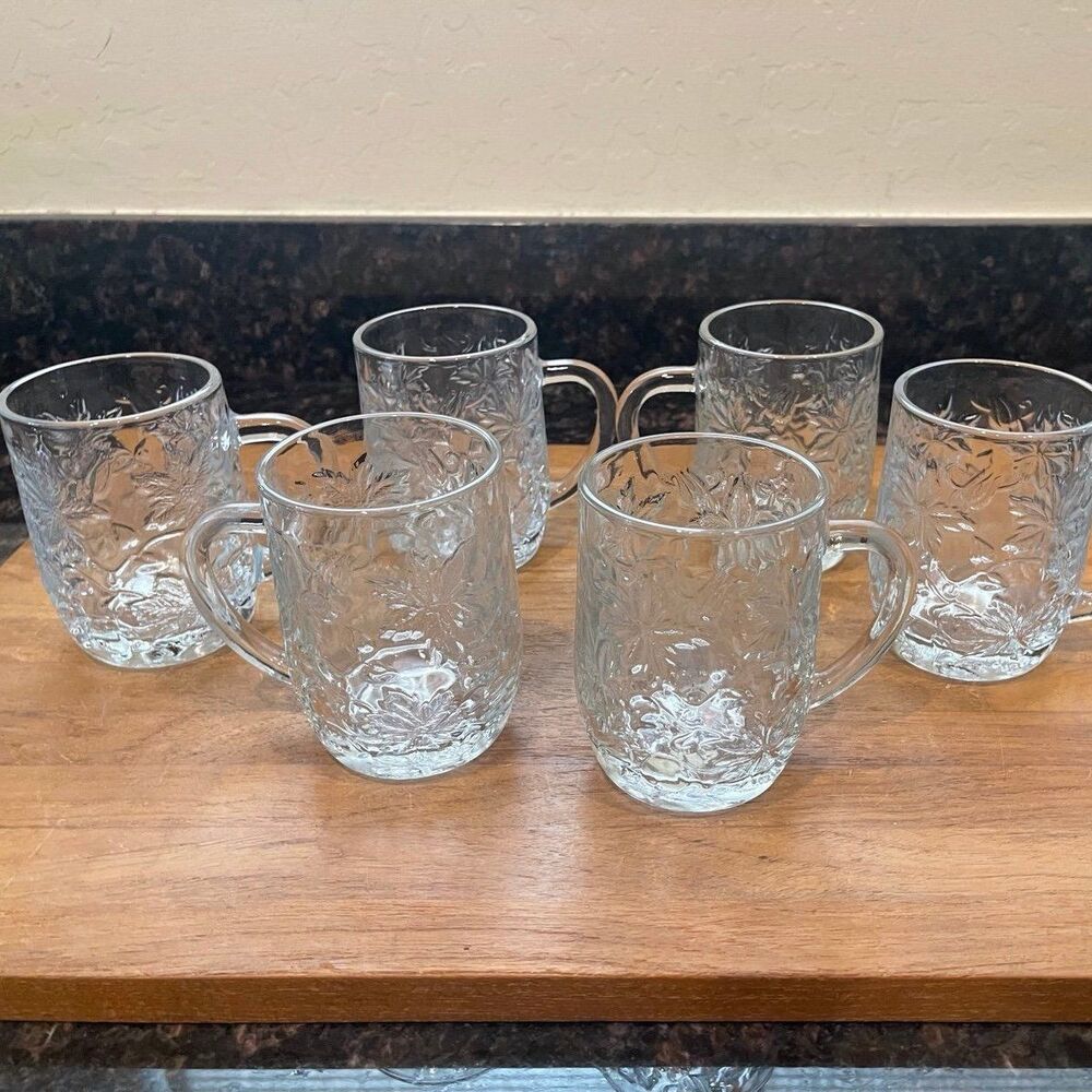 6 Princess House Crystal Fantasia Coffee mugs